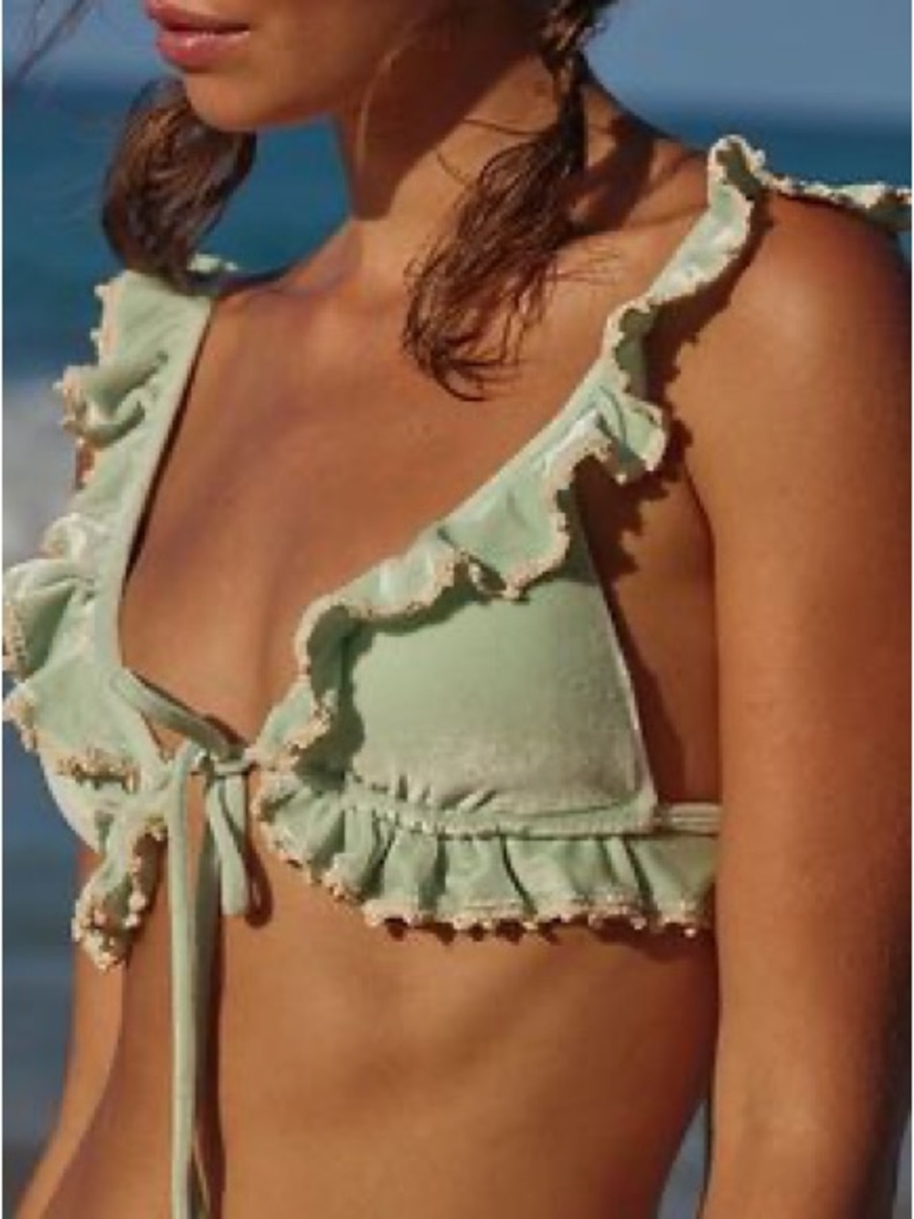Capittana Ginger Velvet Bikini Top in light sage